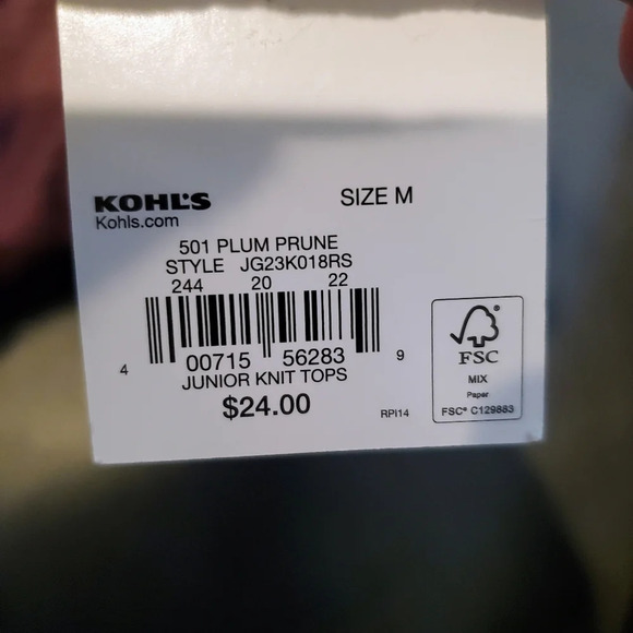 NWT SO Juniors Size Medium Short Sleeve Shirt Plum Prune - Picture 16 of 16